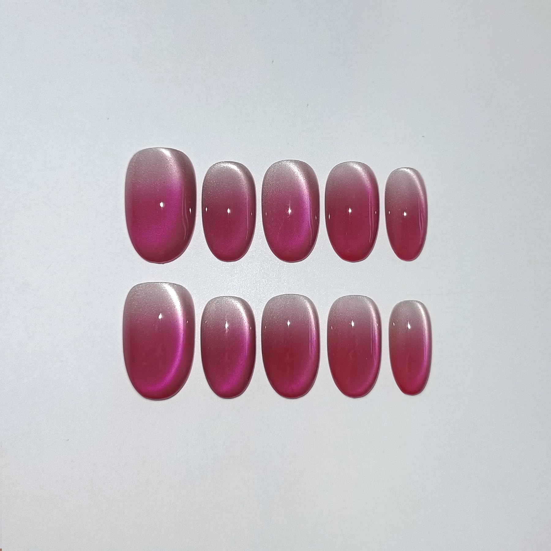 TENPAL Press On Nails 10 Pcs with Tools Kit (XS) – Peach Tea Rose Gradient Cat Eye, Short Oval