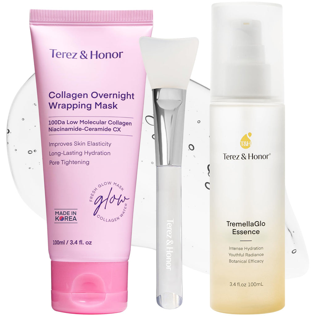 TEREZ & HONOR Collagen Night Wrapping Mask & TremellaGlo Serum Duo – Hydration, Elasticity & Glow