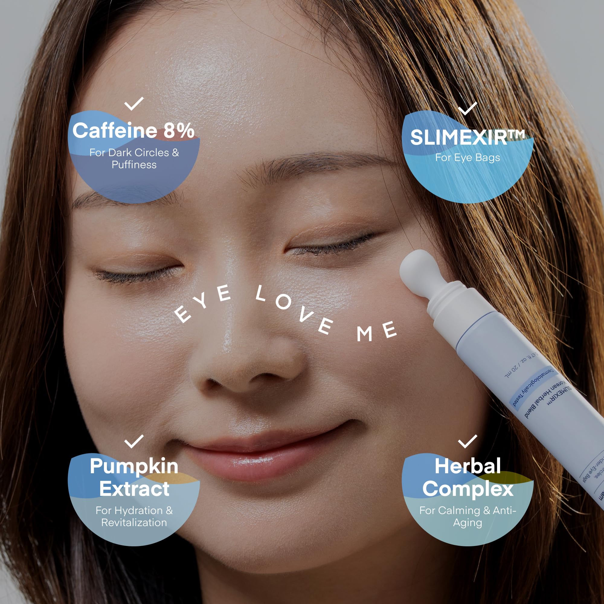 TEREZ & HONOR 8% Caffeine Eye Cream with SLIMEXIR™ & Korean Herbal Blend – Gua Sha Applicator, 0.67 fl oz
