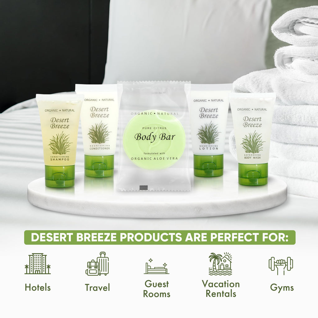 Terra Pure Desert Breeze Travel Size Hotel Toiletry Set – 75 Count, 1 oz Bottles, Paraben Free
