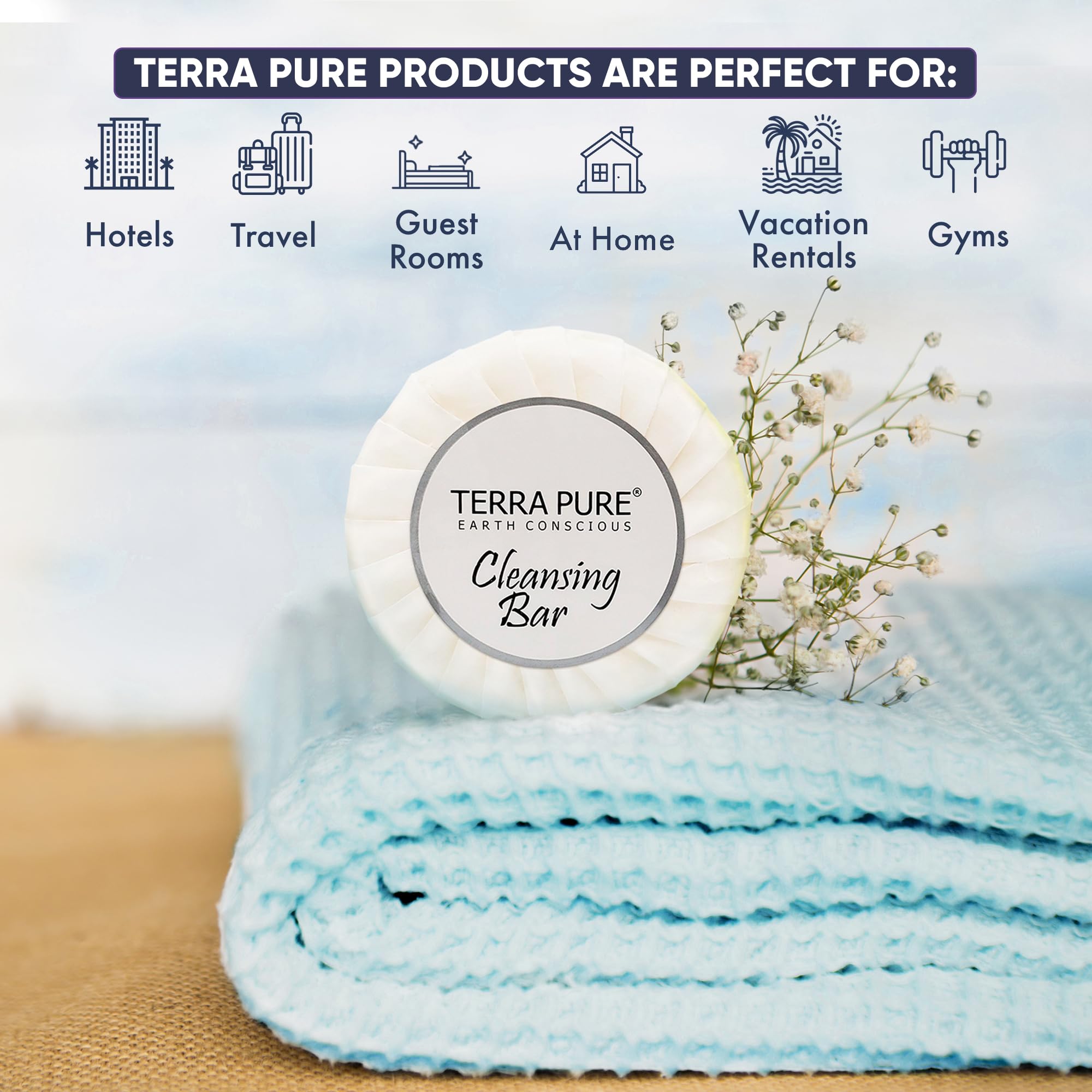 Terra Pure Travel Size Hotel Bar Soap – 100 Count, Aloe & Olive Oil