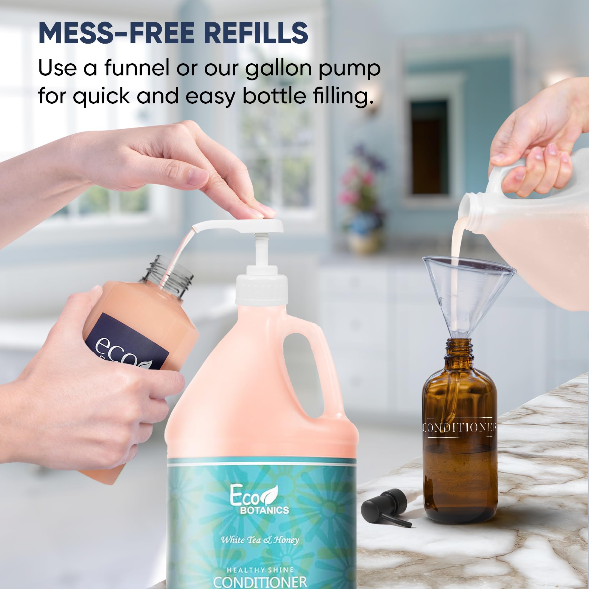 Terra Pure 1-Shoppe Eco Botanics Natural Conditioner with Raw Honey & White Tea | Gallon Jug for Hotels, Airbnb & Homes