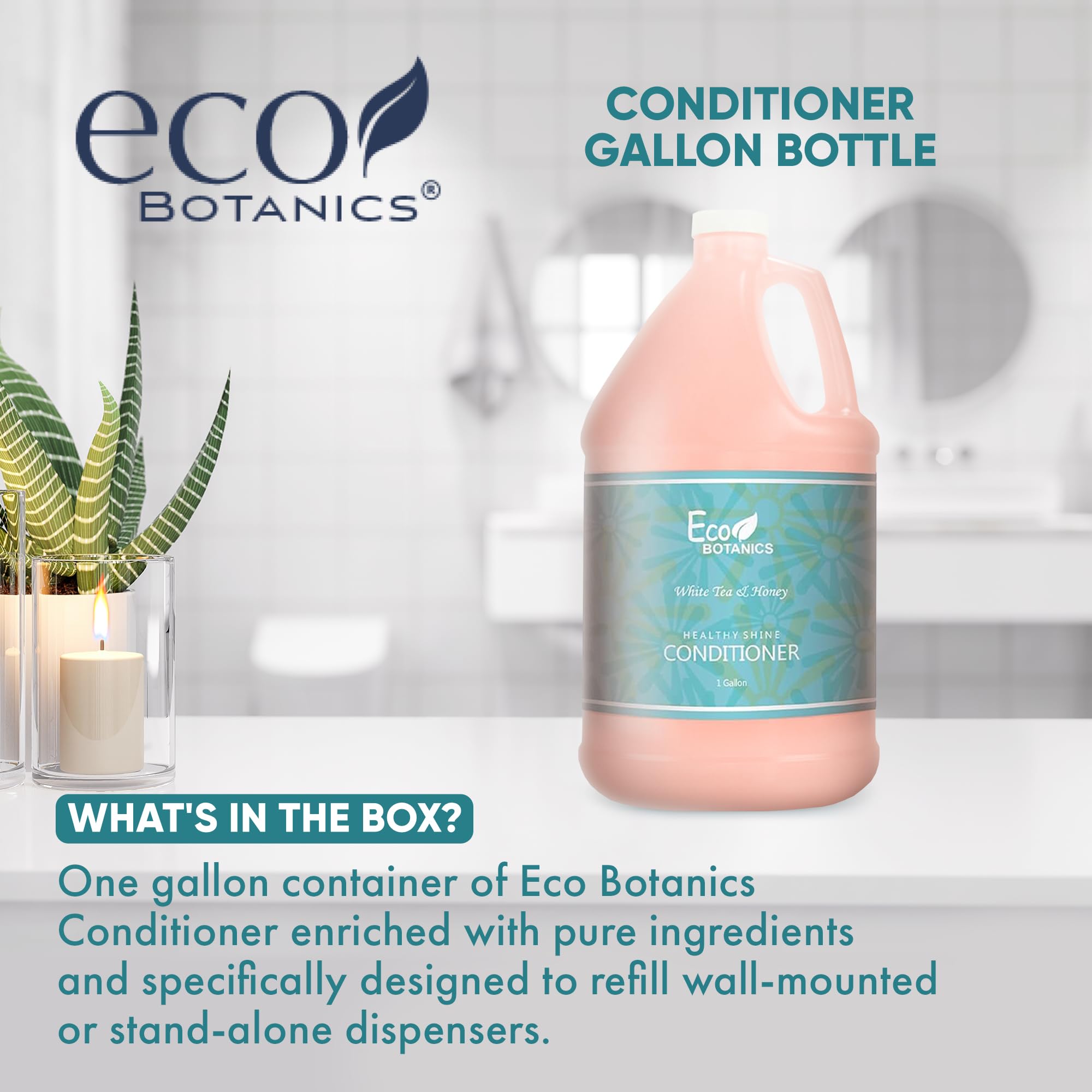 Terra Pure 1-Shoppe Eco Botanics Natural Conditioner with Raw Honey & White Tea | Gallon Jug for Hotels, Airbnb & Homes