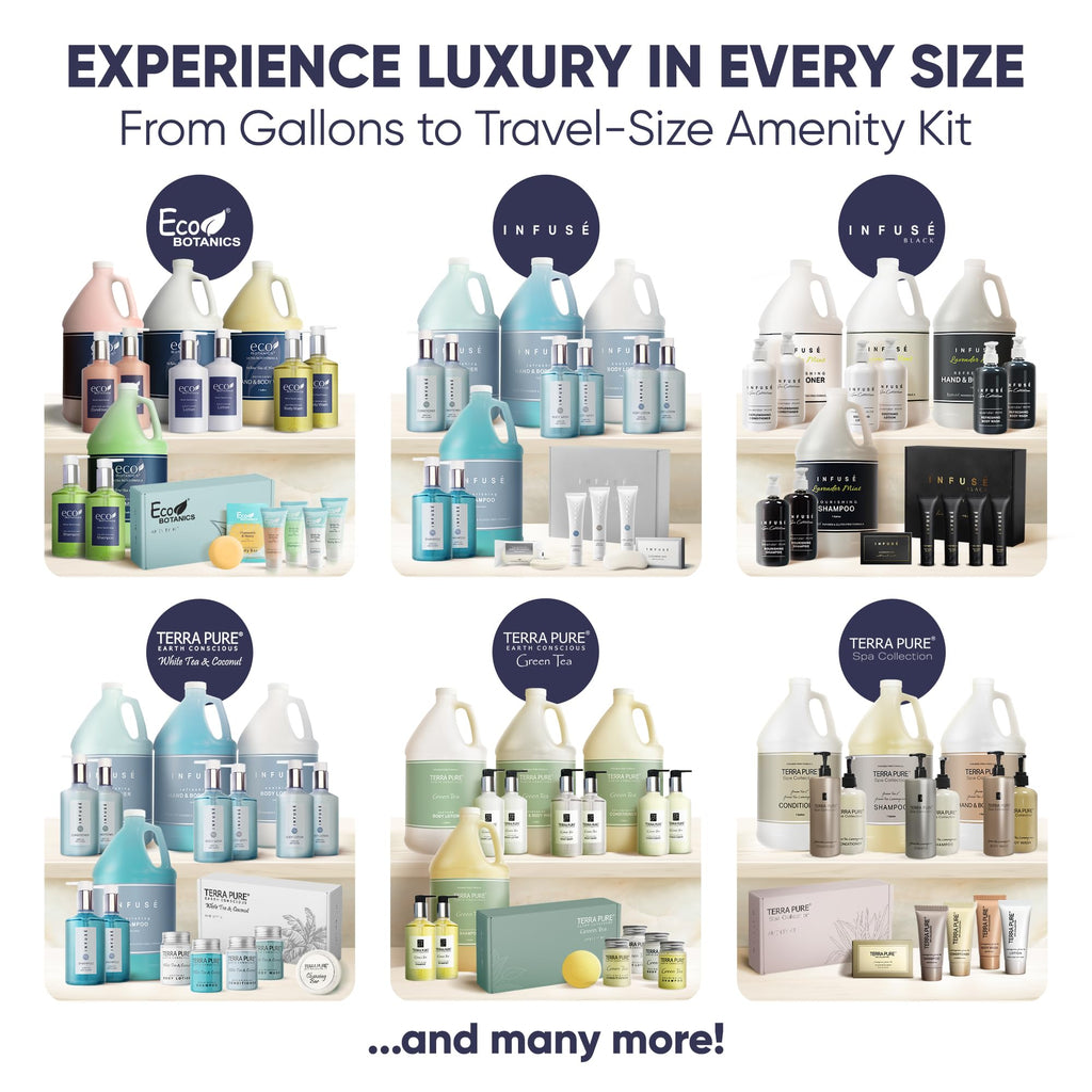 Terra Pure Eco Botanics Amenity Kit – Hotel Bulk Toiletries, 15 Sets x 0.85 oz