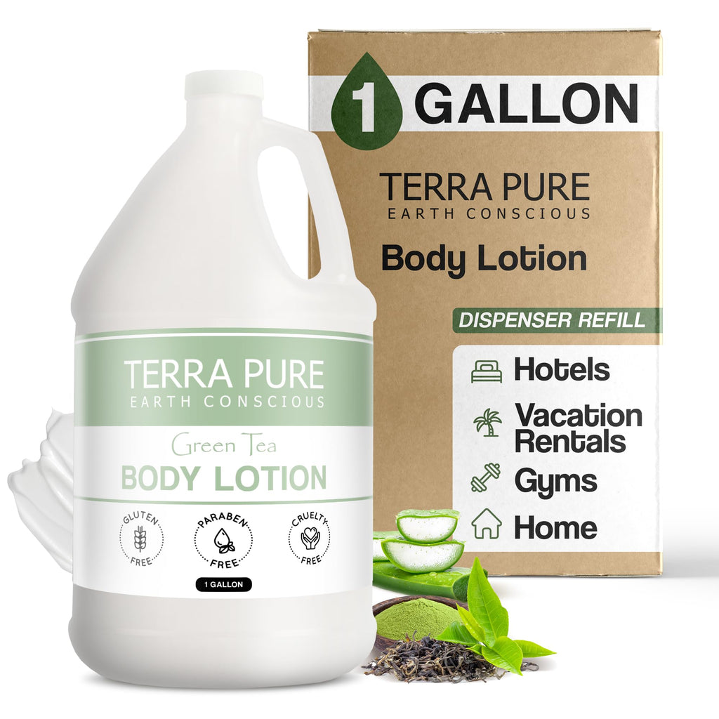 Terra Pure Green Tea Hotel Body Lotion - 1 Gallon for Hotels & Vacation Rentals | Refill Dispensers