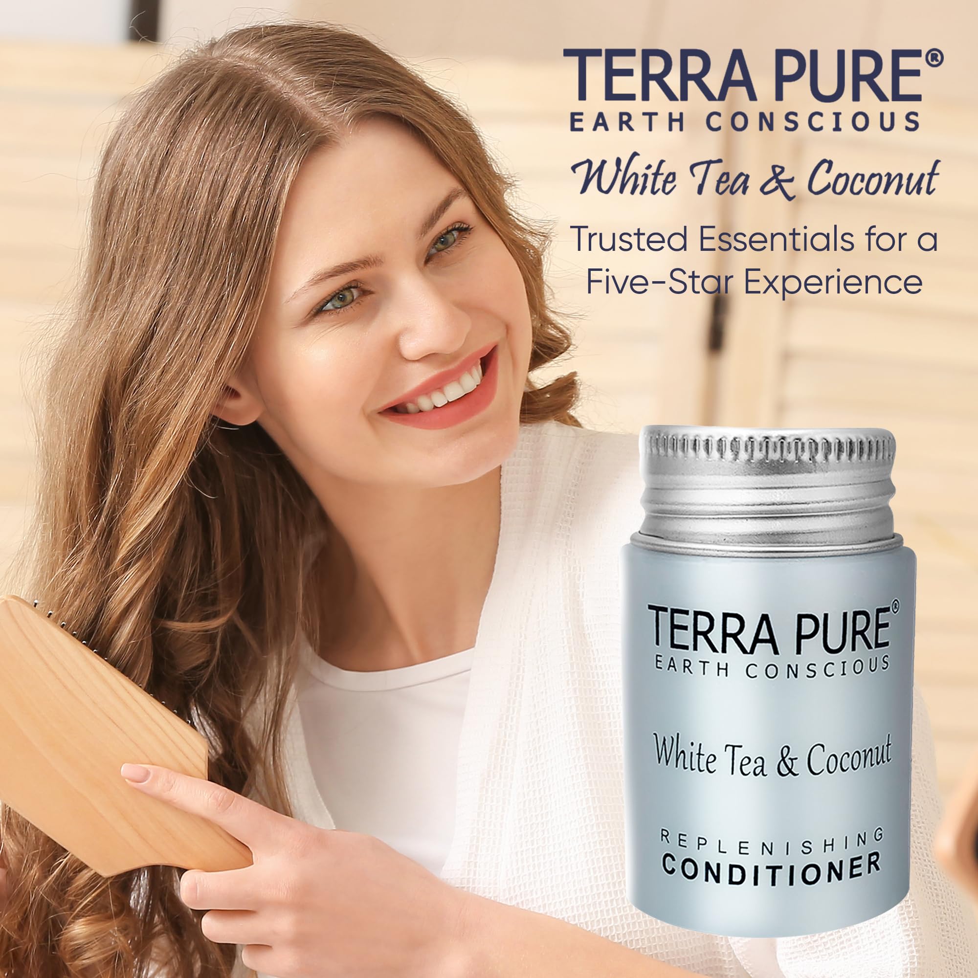 Terra Pure Travel Size Hotel Conditioner 1oz – 300 Count Paraben Free White Tea Coconut Scent