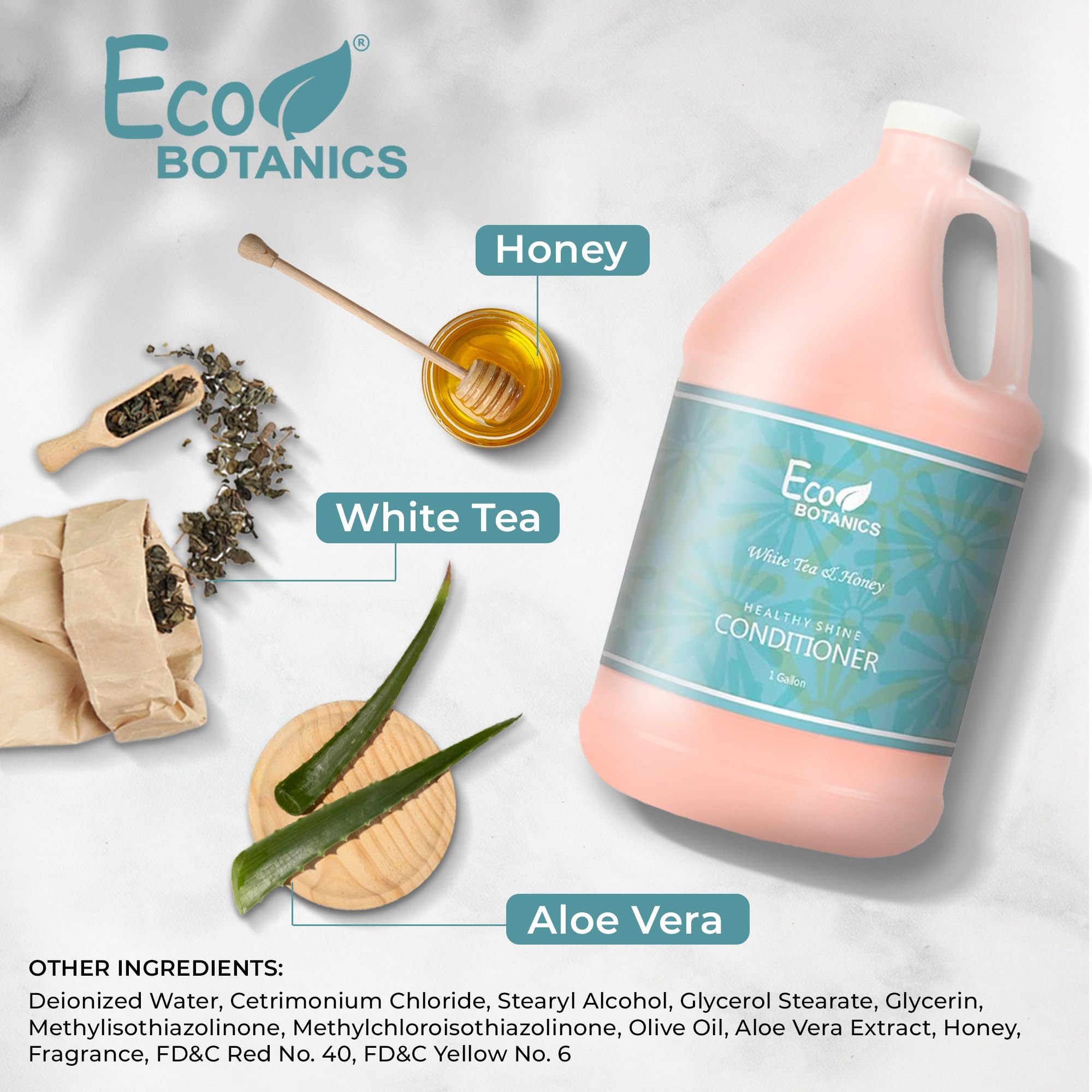 Terra Pure 1-Shoppe Eco Botanics Natural Conditioner with Raw Honey & White Tea | Gallon Jug for Hotels, Airbnb & Homes