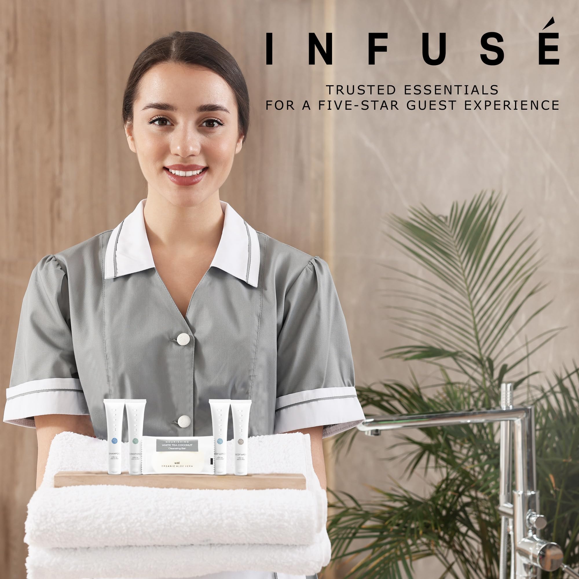 Terra Pure Infuse White Tea & Coconut Hotel Toiletries Bulk Set – 75 Travel-Size Pieces