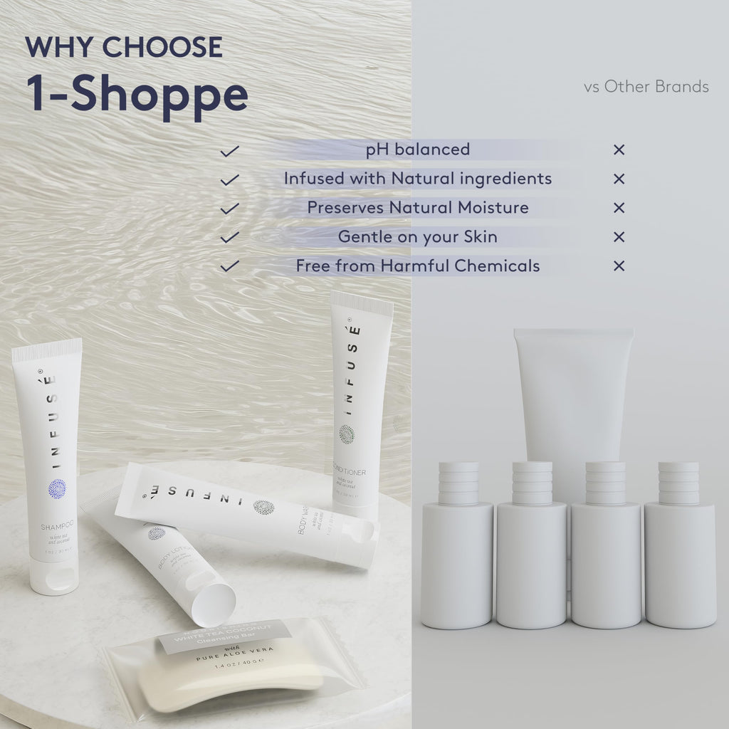 Terra Pure Infuse White Tea & Coconut Hotel Toiletries Bulk Set – 75 Travel-Size Pieces