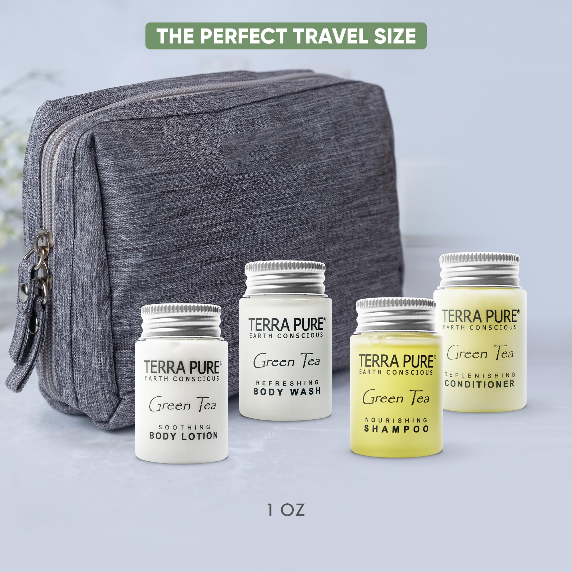 Terra Pure Green Tea Toiletries Set — 80-Piece Hotel Amenities Kit (Travel Size)