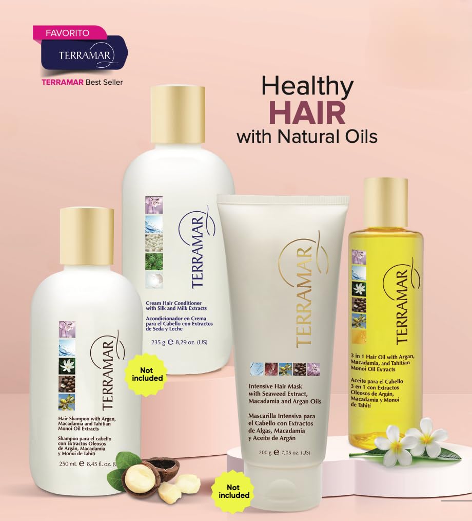 Terramar 3 in 1 Hair Oil (98ml) – Argan, Macadamia & Monoi for Nourish, Smooth, and Shine