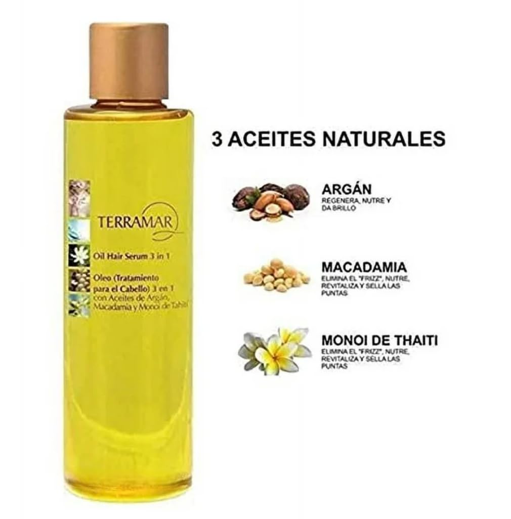 Terramar 3 in 1 Hair Oil (98ml) – Argan, Macadamia & Monoi for Nourish, Smooth, and Shine
