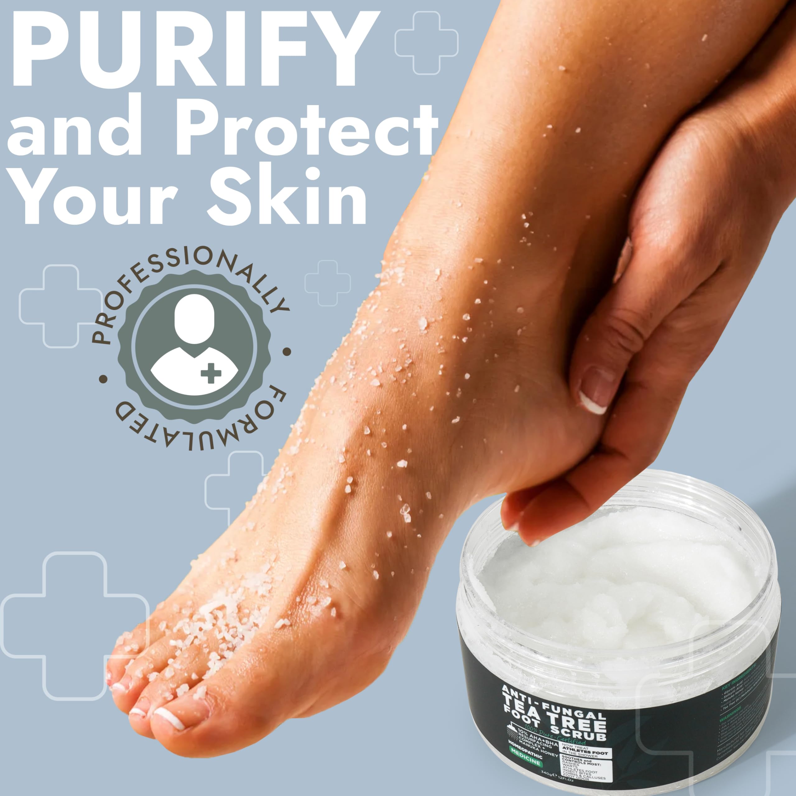 Terramed Just Think Comfort Foot Scrub with Tea Tree Oil – Exfoliating Callus Remover for Feet