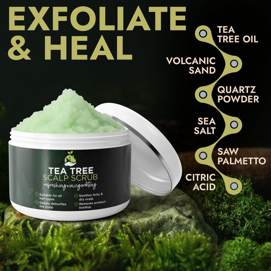 Terramed Tea Tree Scalp Scrub — Gentle Exfoliation for Itchy, Dry Scalp