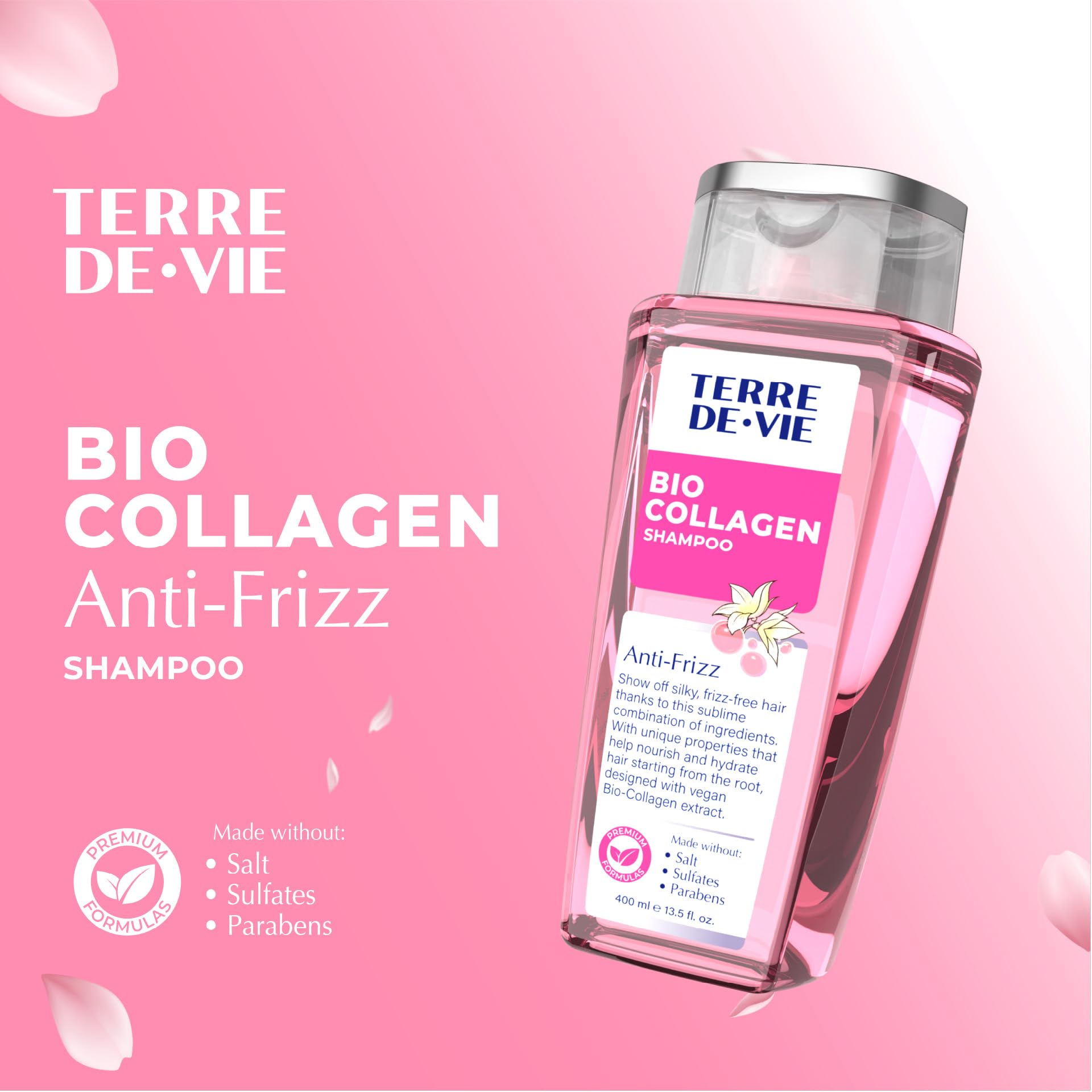 Terre De Vie Bio Collagen Shampoo – Plant-Based Frizz Control & Deep Hydration (Sulfate & Paraben-Free)