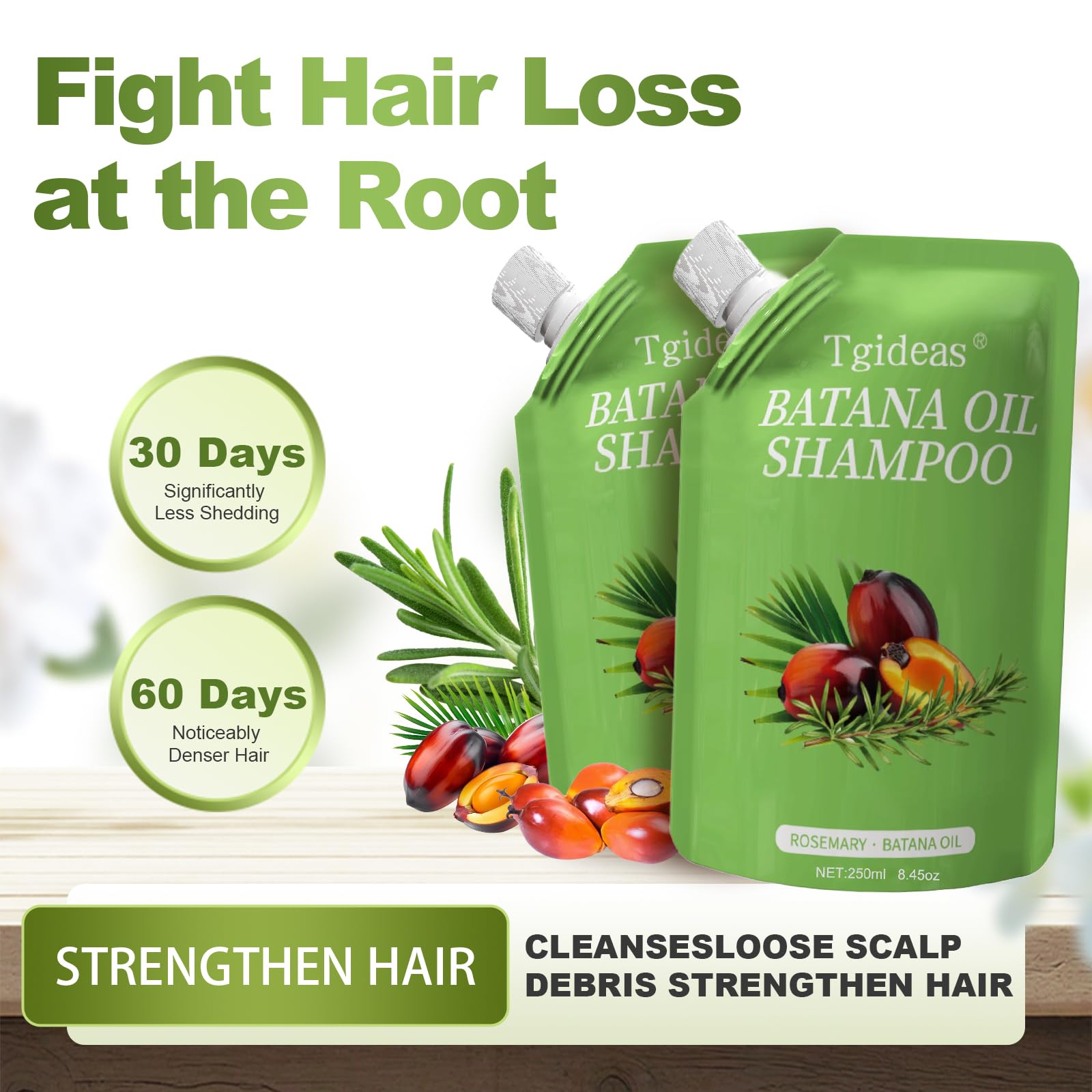Tgideas Batana Oil & Rosemary Shampoo – Hair Growth Support, Sulfate-Free, Pack of 2