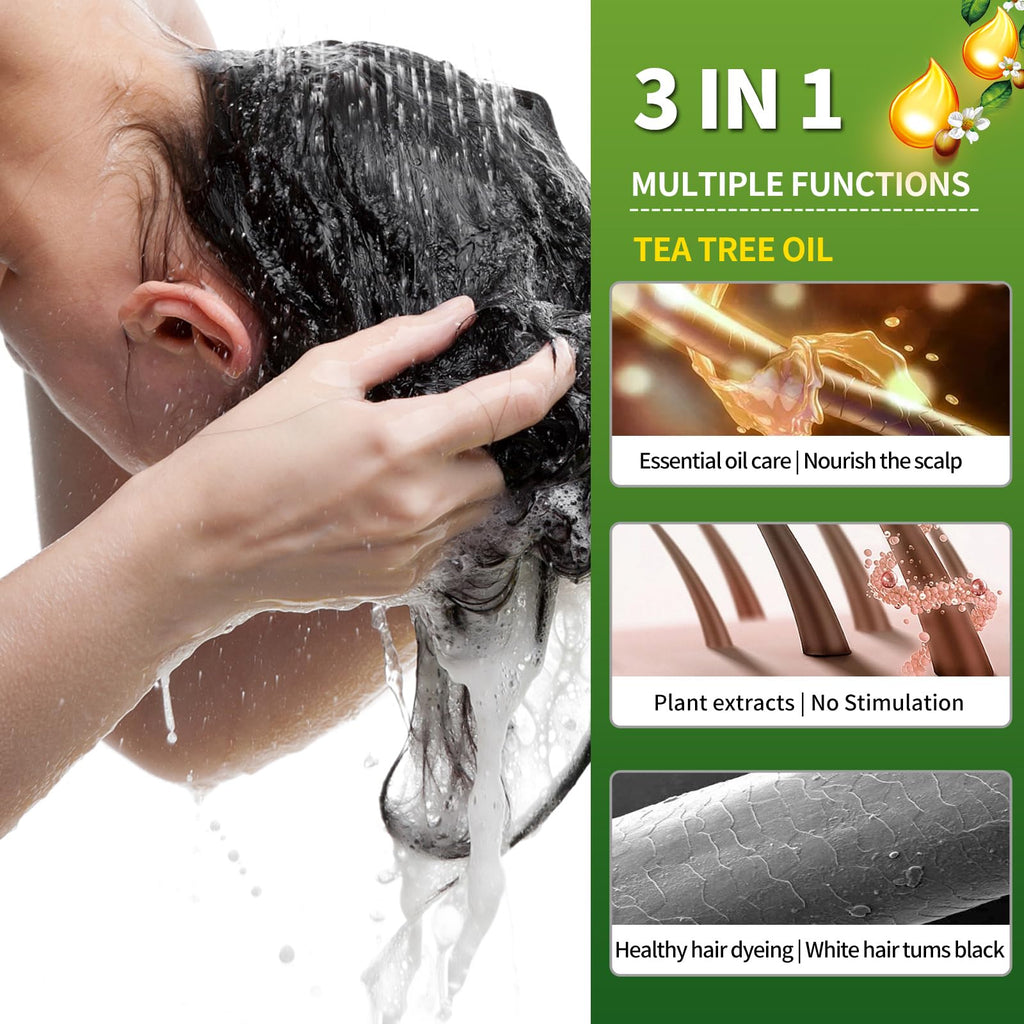 TGTXDEA Herbal Instant Hair Color Shampoo – 100% Gray Coverage, Ammonia-Free, Brown (3-in-1 Bubbles)