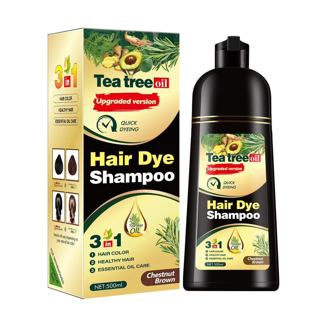 TGTXDEA Herbal Instant Hair Color Shampoo – 100% Gray Coverage, Ammonia-Free, Brown (3-in-1 Bubbles)