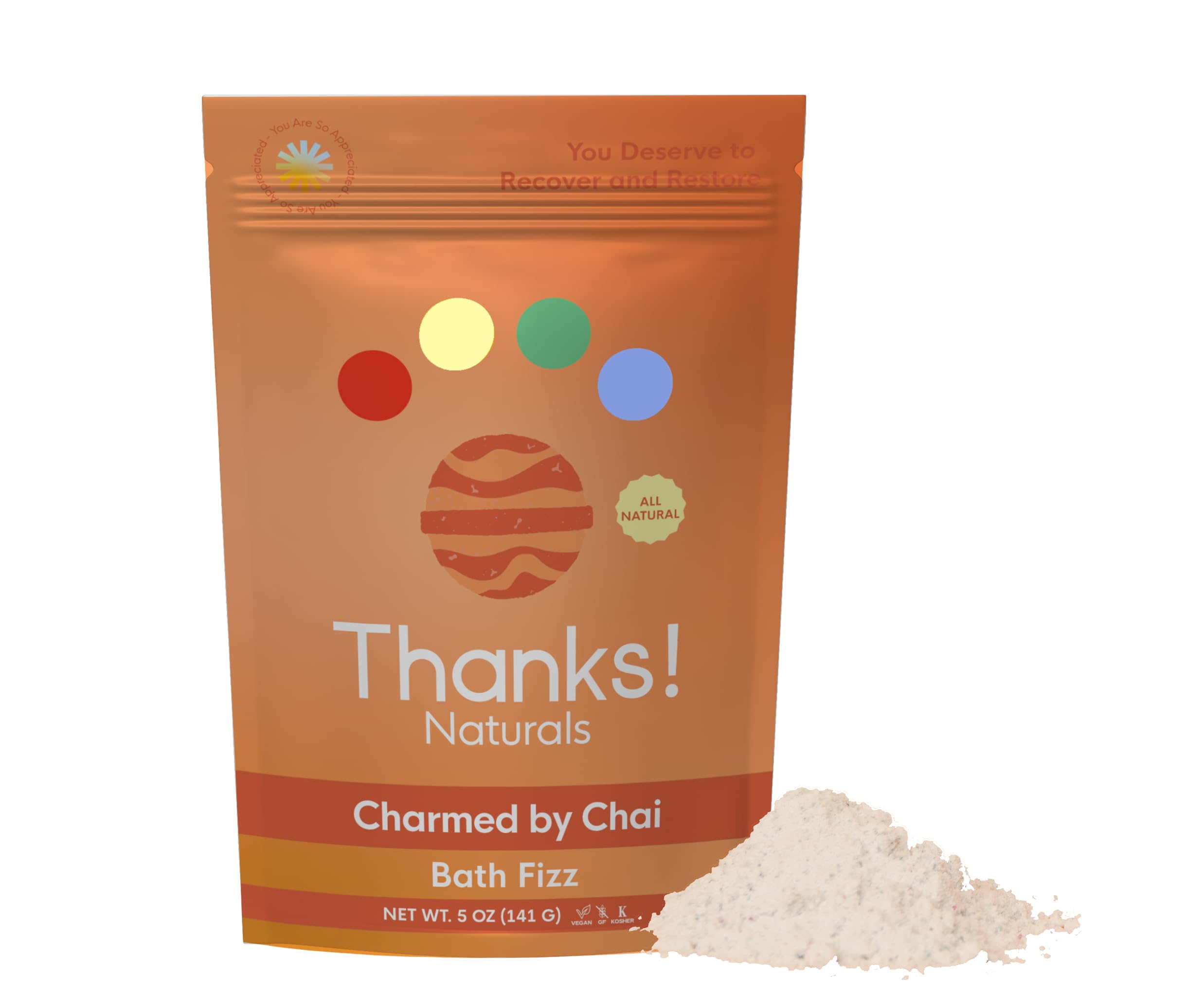 Thanks! Naturals Bath Fizz – Charmed by Chai (4 oz, Vegan)