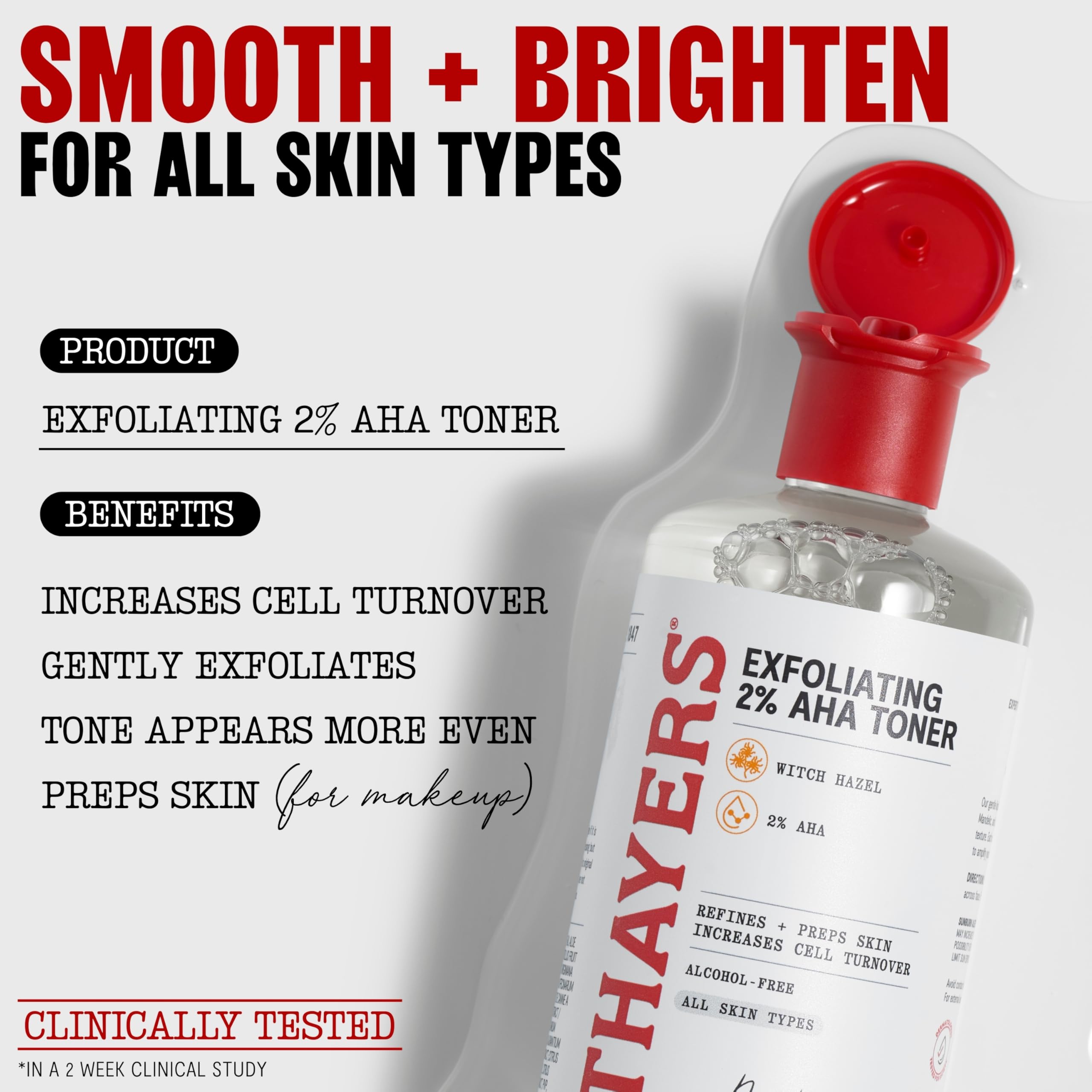 Thayers 2% AHA Toner with Glycolic & Lactic Acids – Alcohol-Free, Pore Refining Skin Care by THAYERS