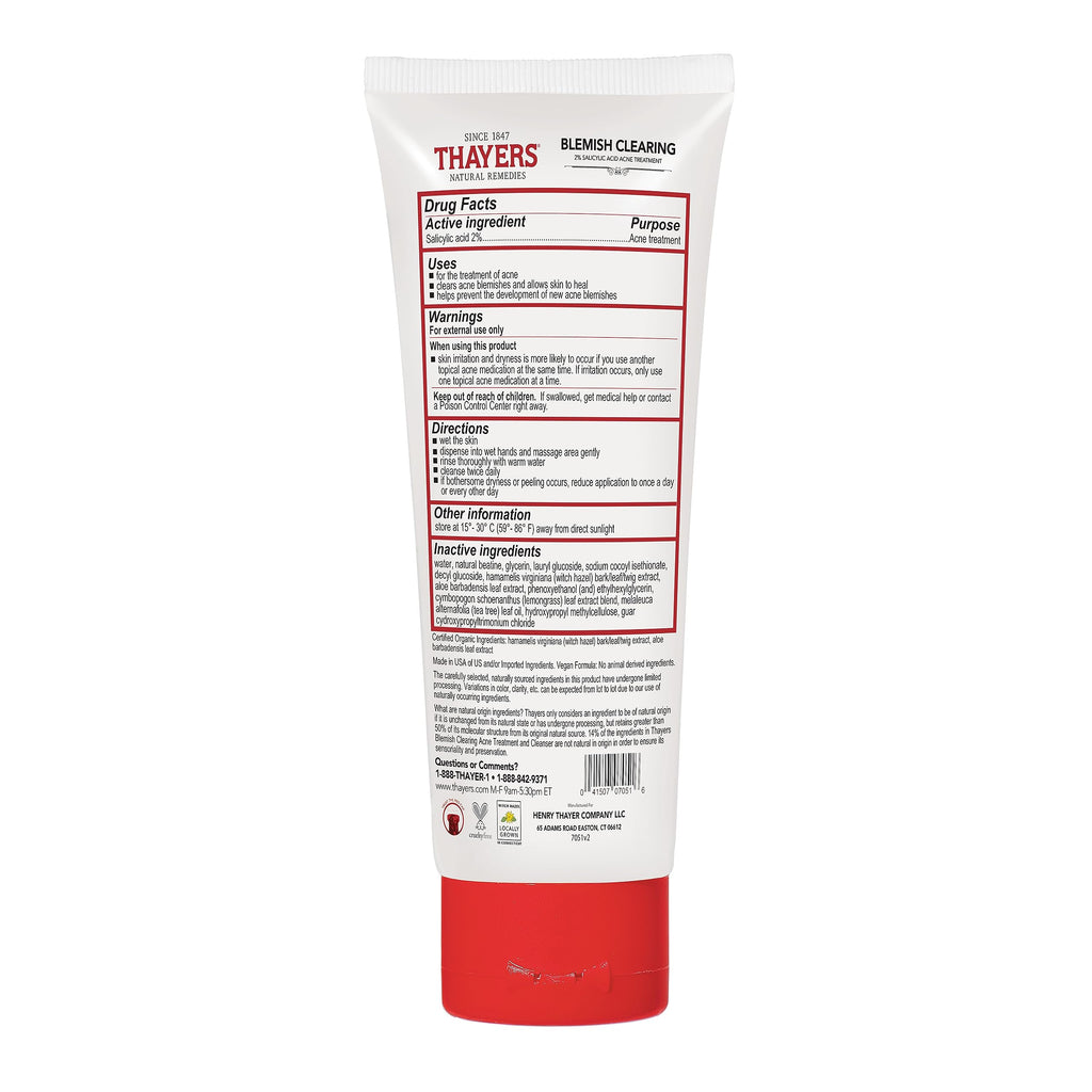THAYERS Witch Hazel Blemish Cleanser, 4 oz  2% Salicylic Acid