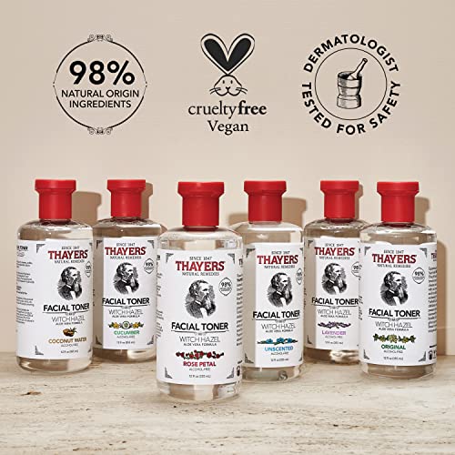 THAYERS Alcohol-Free Rose Petal Witch Hazel Toner with Aloe Vera, 12 Oz (Pack of 3)