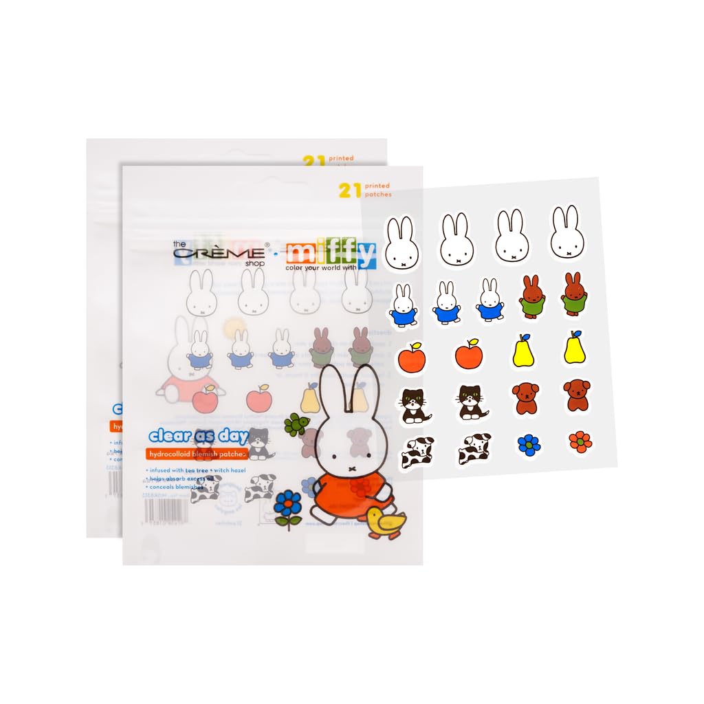The Crème Shop Miffy Clear Day Patches – Tea Tree & Witch Hazel Hydrocolloid Spot Patches (2 Pack)