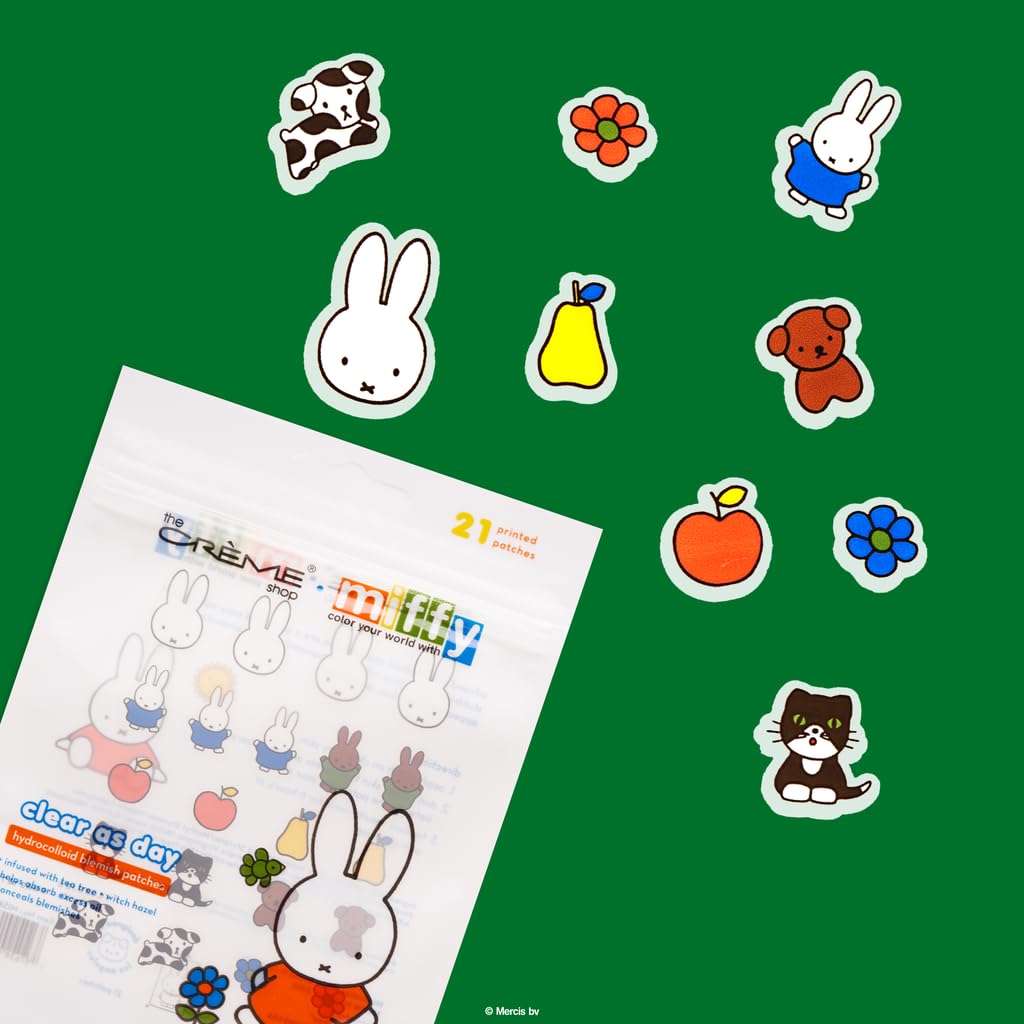 The Crème Shop Miffy Clear Day Patches – Tea Tree & Witch Hazel Hydrocolloid Spot Patches (2 Pack)