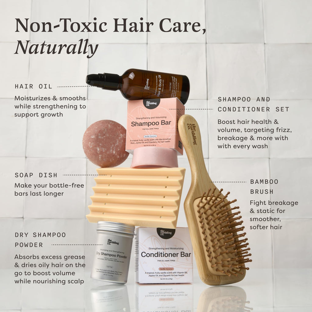 The Earthling Co. Shampoo & Conditioner Bar Set – Growth, Strength & Volume for All Hair Types | Sulfate & Paraben Free, Sweet Sandalwood
