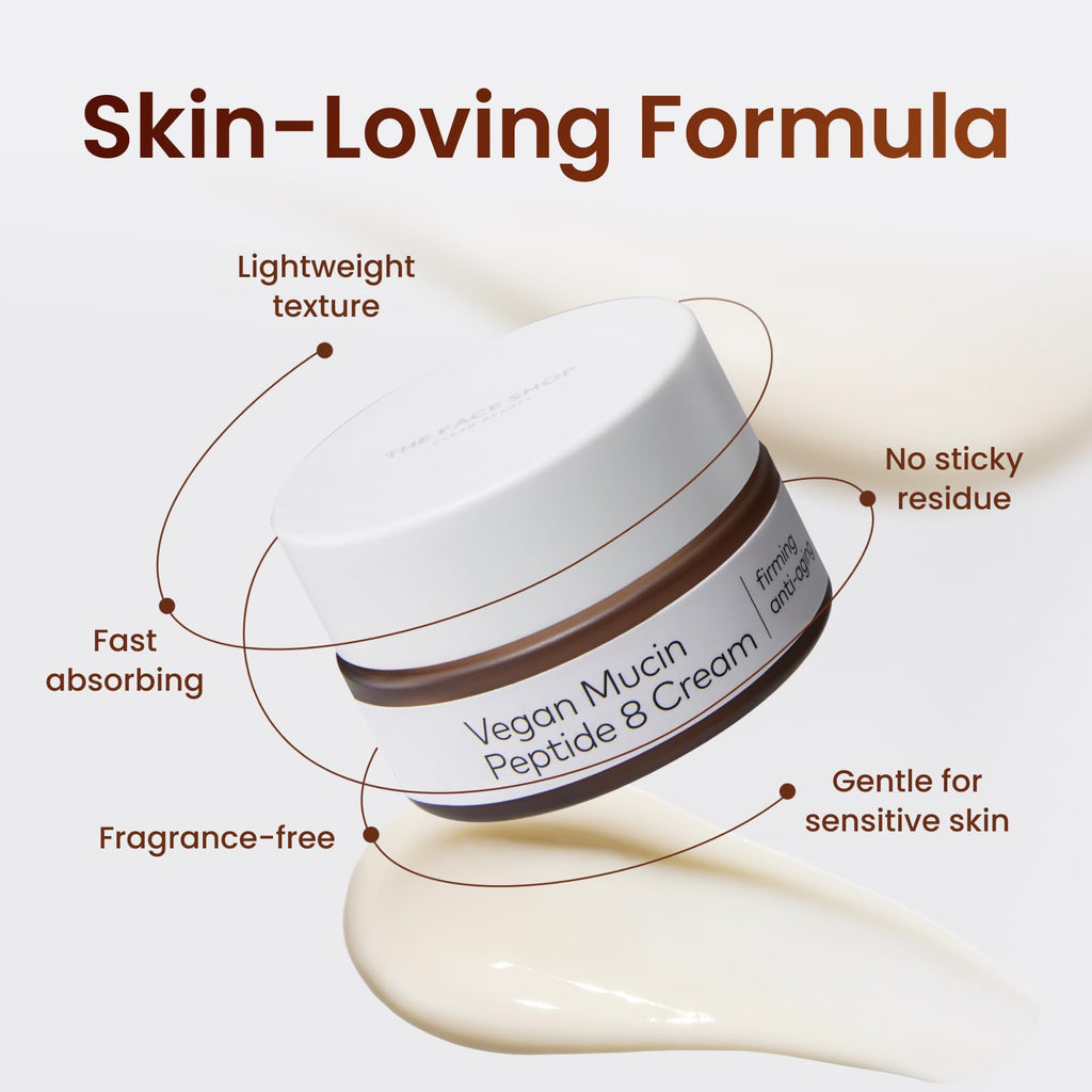 The Face Shop 8 Peptide Moisturizer – Vegan Mucin, All Skin Types, 50 ml