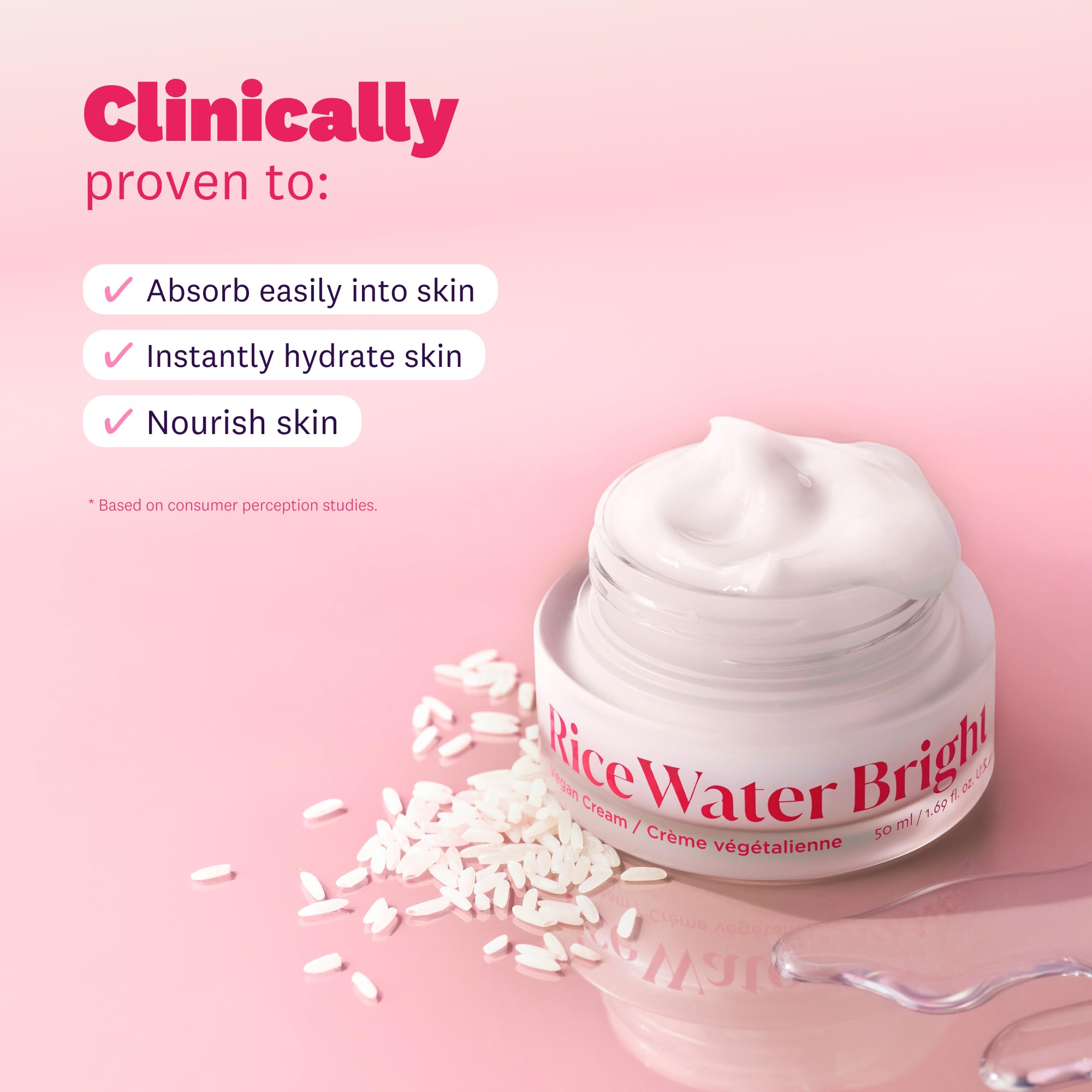 The Face Shop Rice Water Bright Vegan Cream – Instant Moisturization, Quick-Absorbing Formula