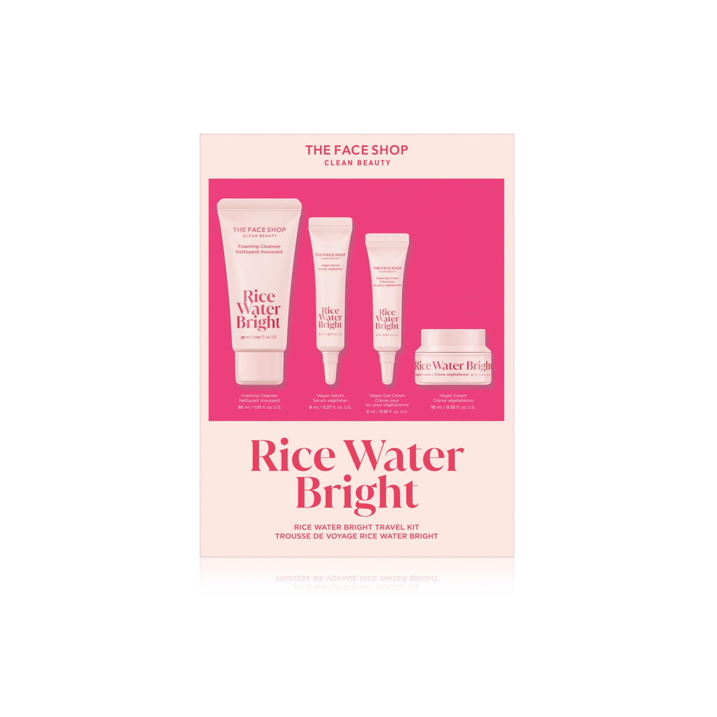 The Face Shop Rice Water Bright Travel Kit – TSA-Approved Korean Skincare Set (Ceramide, Vegan)