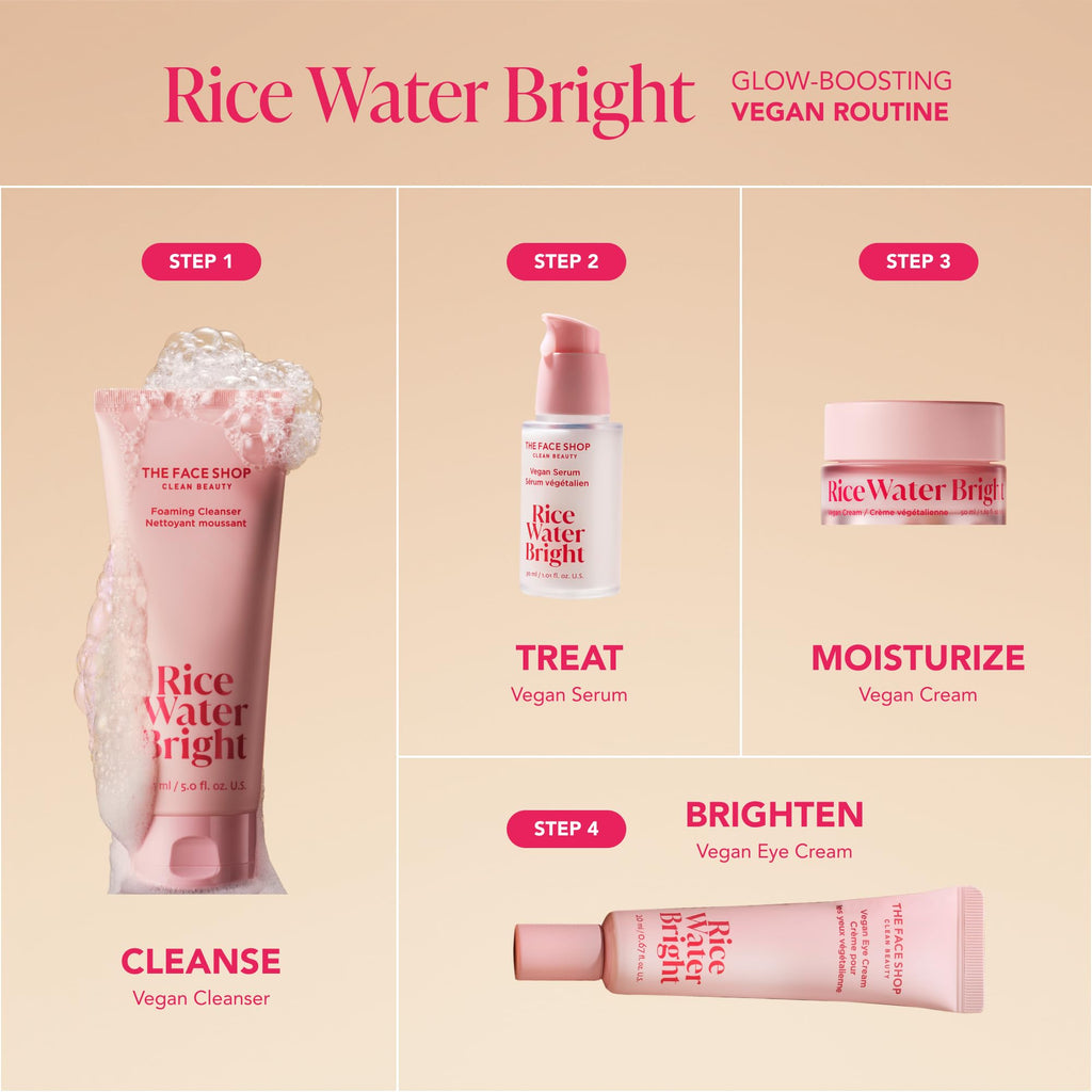 The Face Shop Rice Water Bright Travel Kit – TSA-Approved Korean Skincare Set (Ceramide, Vegan)