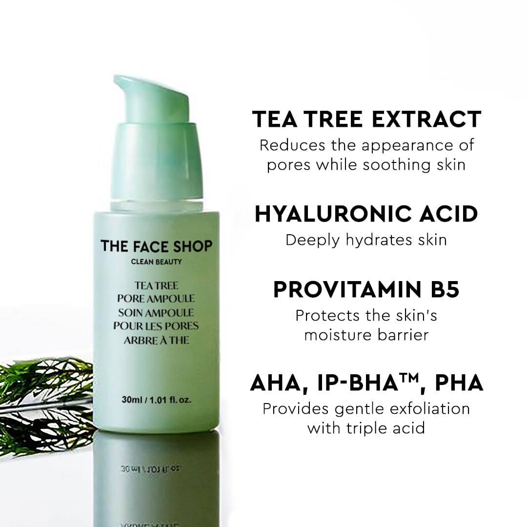 The Face Shop Tea Tree Pore Ampoule – Soothes & Hydrates, Refines Pores