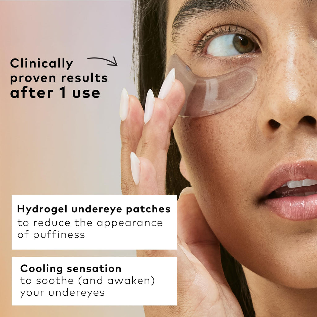 The Good Patch De-Puff Cooling Hydrogel Under Eye Patches — 12-Patch Set with Caffeine, Aloe & Gotu Kola