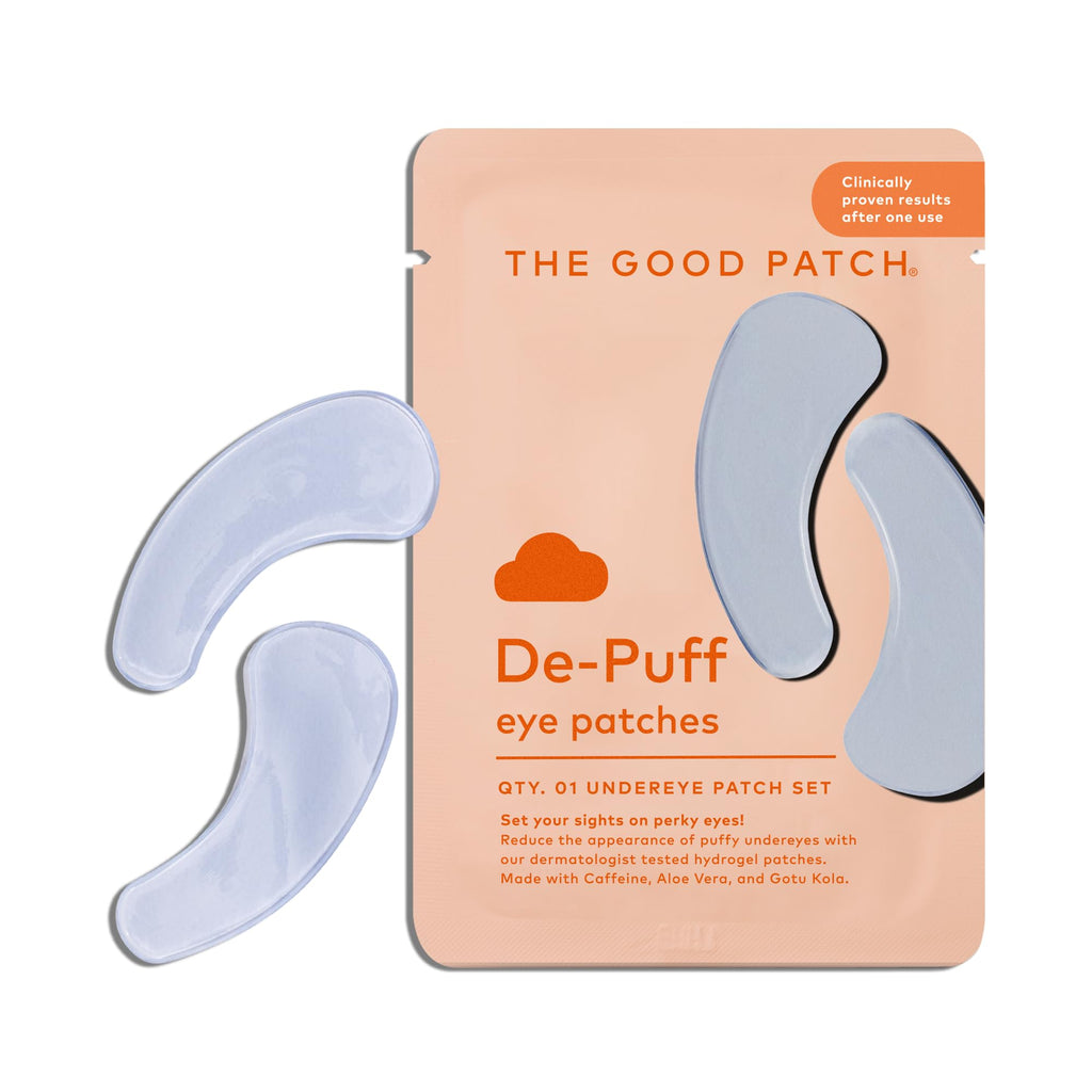 The Good Patch De-Puff Cooling Hydrogel Under Eye Patches — 12-Patch Set with Caffeine, Aloe & Gotu Kola