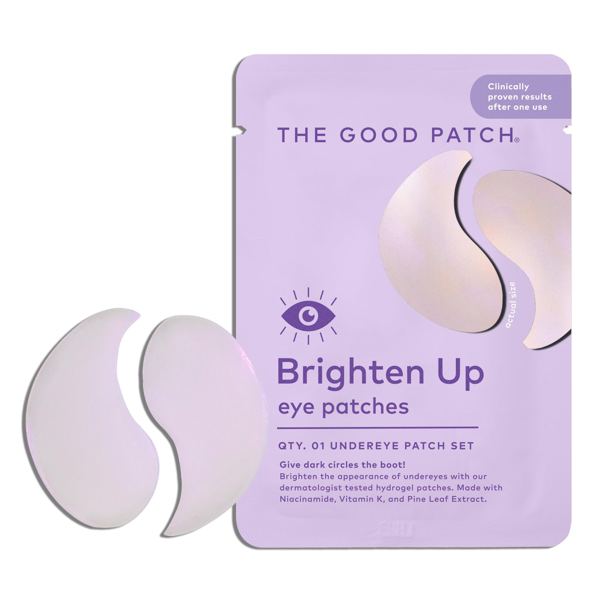 The Good Patch Brighten Up Hydrogel Under Eye Patches with Niacinamide, Vitamin K & Pine Leaf Extract (12 Patch Sets)