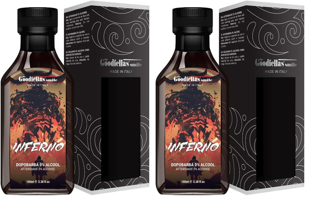 The Goodfellas' smile Inferno Alcohol-Free Aftershave Splash – Made in Italy, 100 ml (Pack of 2)