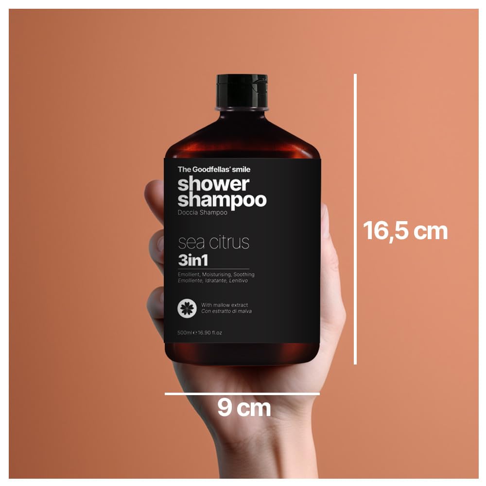The Goodfellas' Smile Sea Citrus Shower Shampoo 500ml – 2-in-1 Hair & Body Wash, Vegan & Sulfate-Free