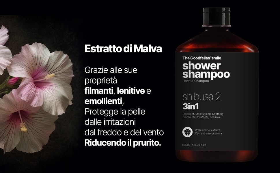 The Goodfellas' Smile Shibusa 2 3-in-1 Shower Shampoo – Body, Hair & Beard Cleanser for Men | Peach, Ying & Wood Notes | Made in Italy | 500ml