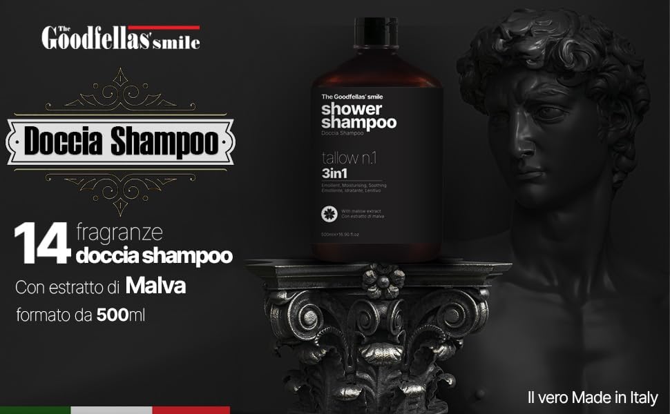The Goodfellas' smile Tallow N.1 3-in-1 Shower Shampoo for Men | Body Wash, Shampoo & Conditioner | Bold Masculine Scent | Made in Italy