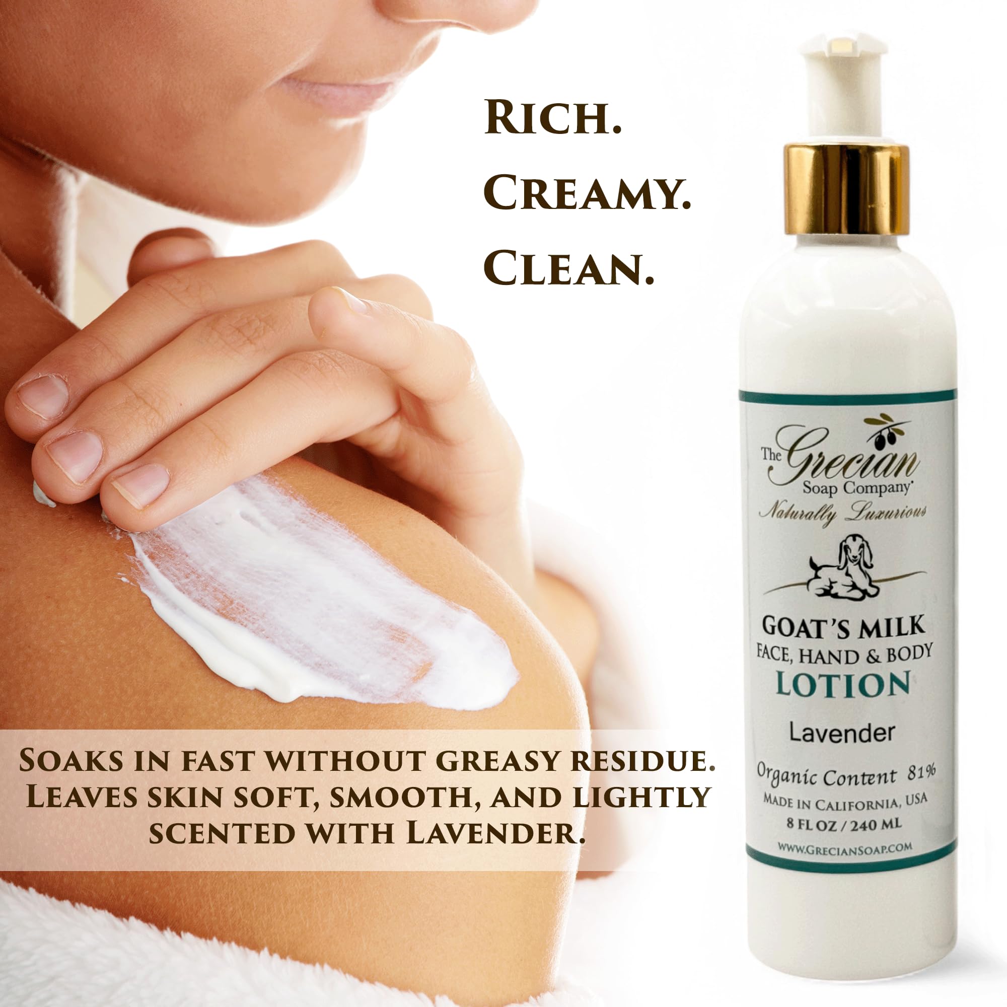 The Grecian Soap Company Goat Milk Lotion & Body Wash Set – Lavender, 8oz Each