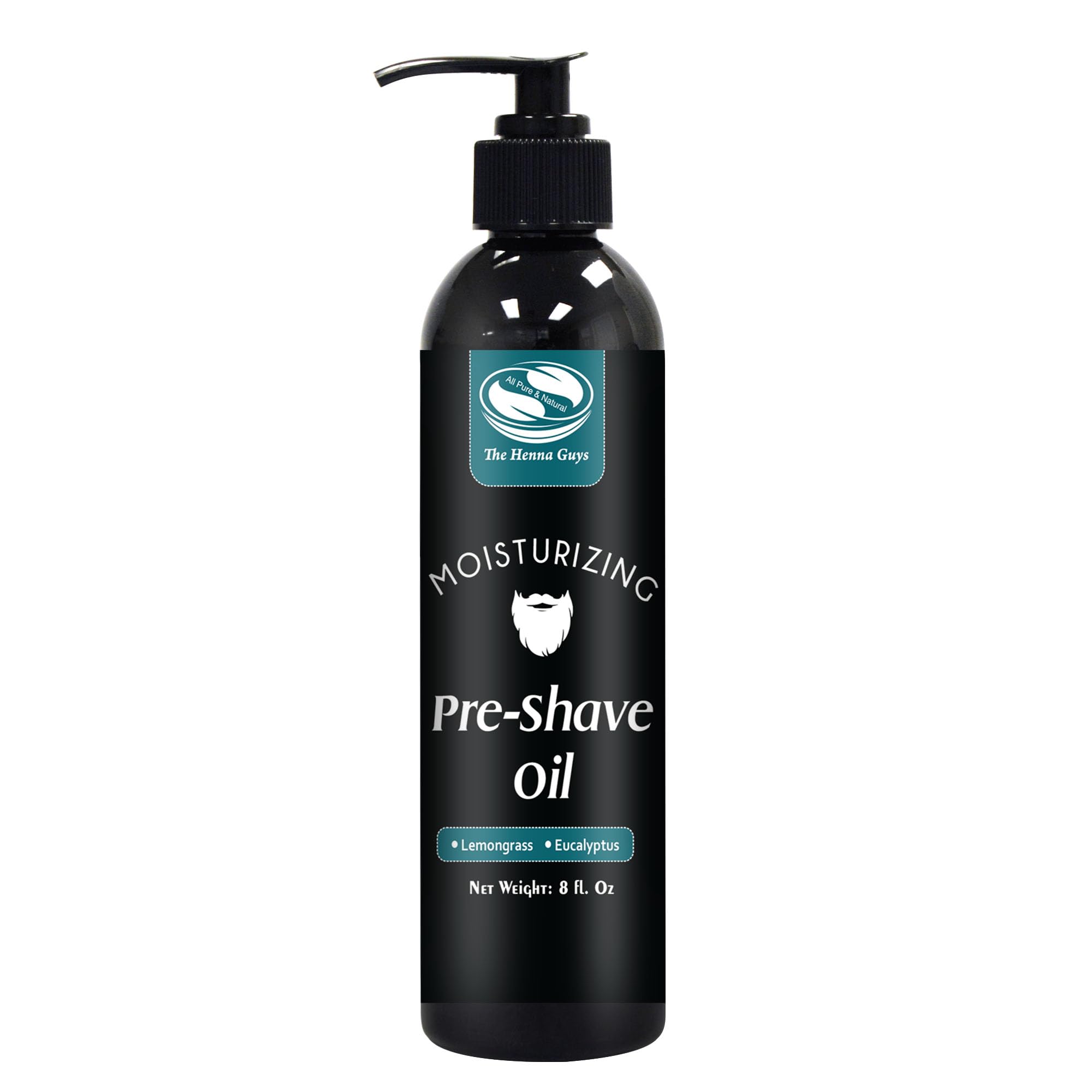 The Henna Guys 8 oz Pre-Shave Oil for Men – Lemongrass & Eucalyptus