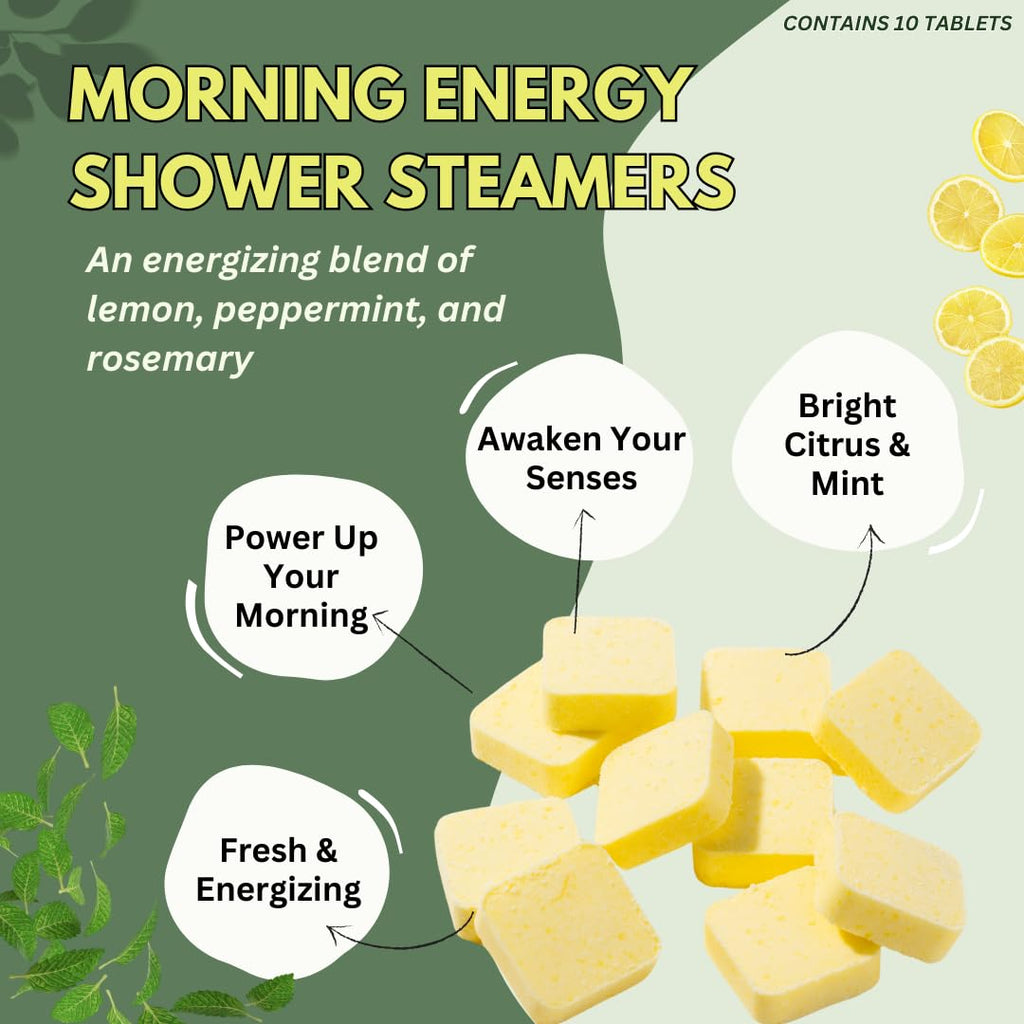 The Herbal Zen Morning Energy Shower Steamers – Peppermint & Lemon, USA Made (10 Pack)
