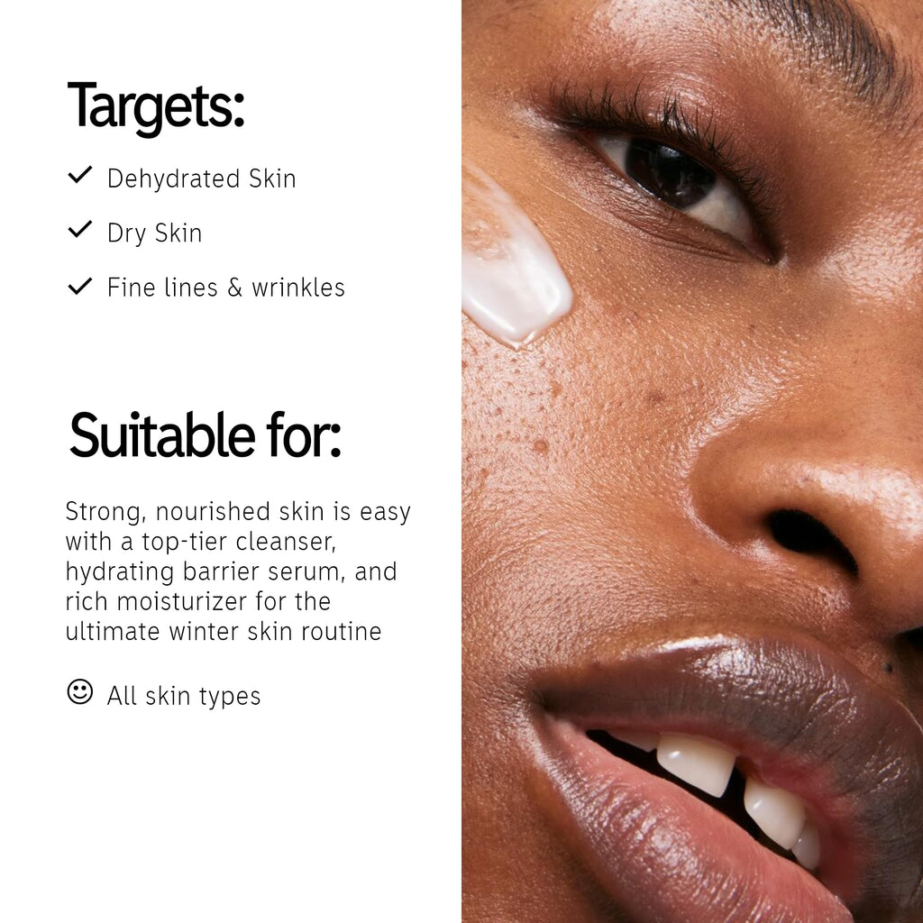The INKEY List Barrier Skincare Gift Set – Oat Cleansing Balm, Ectoin Hydro-Barrier Serum & Bio-Active Ceramide Moisturiser + Washbag