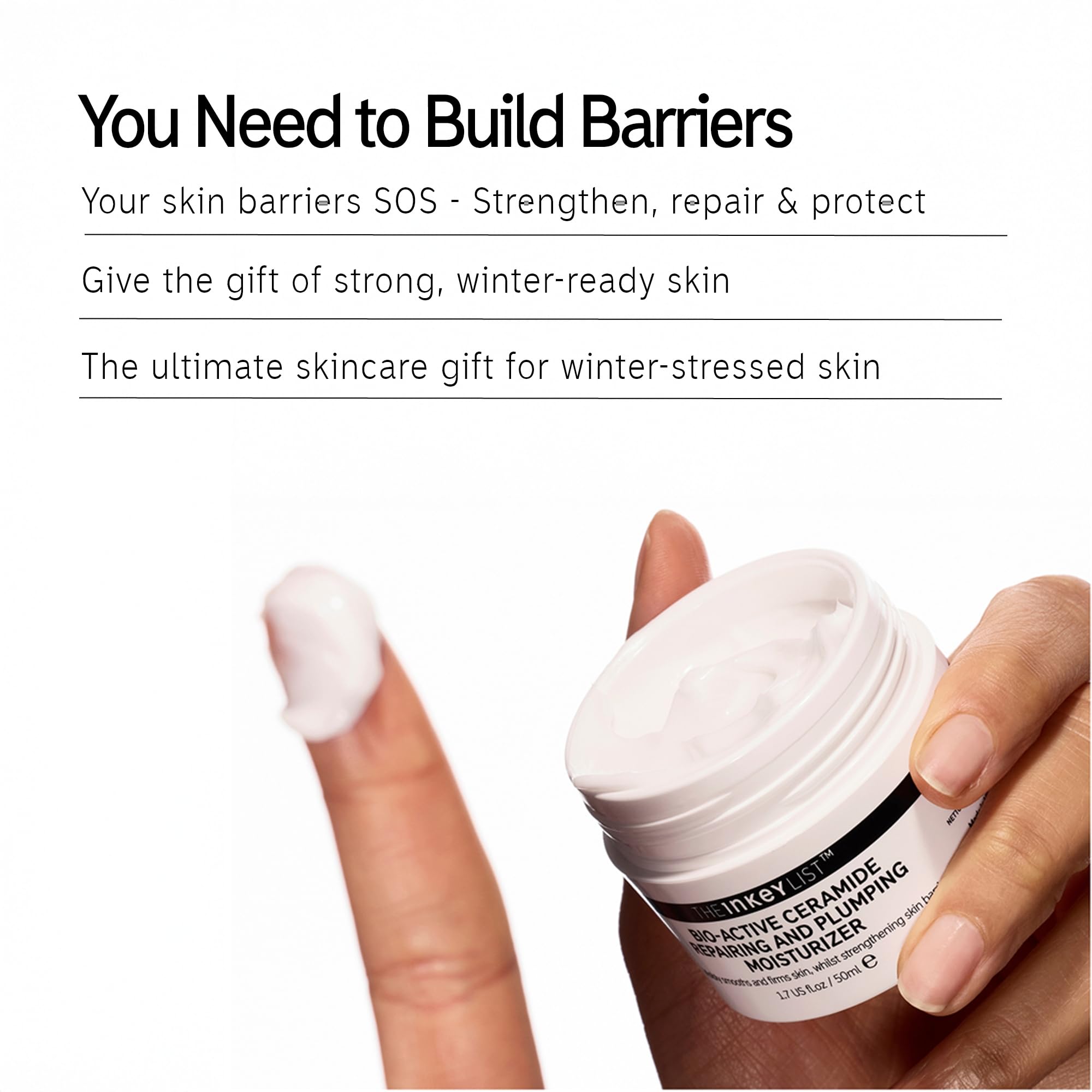 The INKEY List Barrier Skincare Gift Set – Oat Cleansing Balm, Ectoin Hydro-Barrier Serum & Bio-Active Ceramide Moisturiser + Washbag