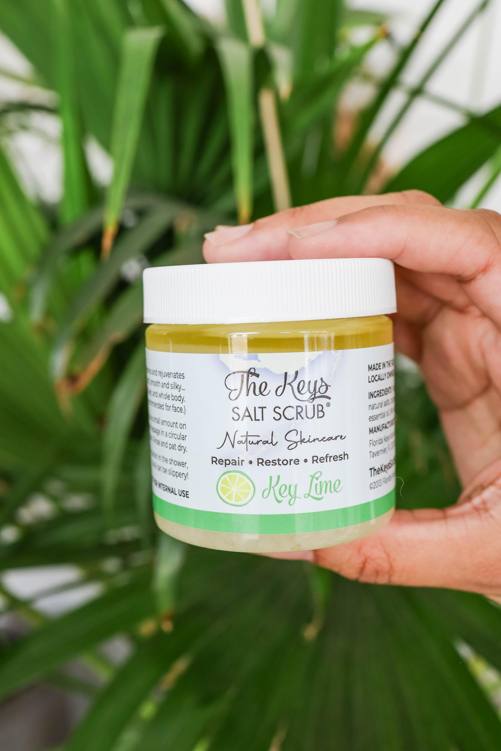 The Keys Salt Scrub – Sea Salt Exfoliator with Wooden Spoon – Key Lime, 3.4 oz