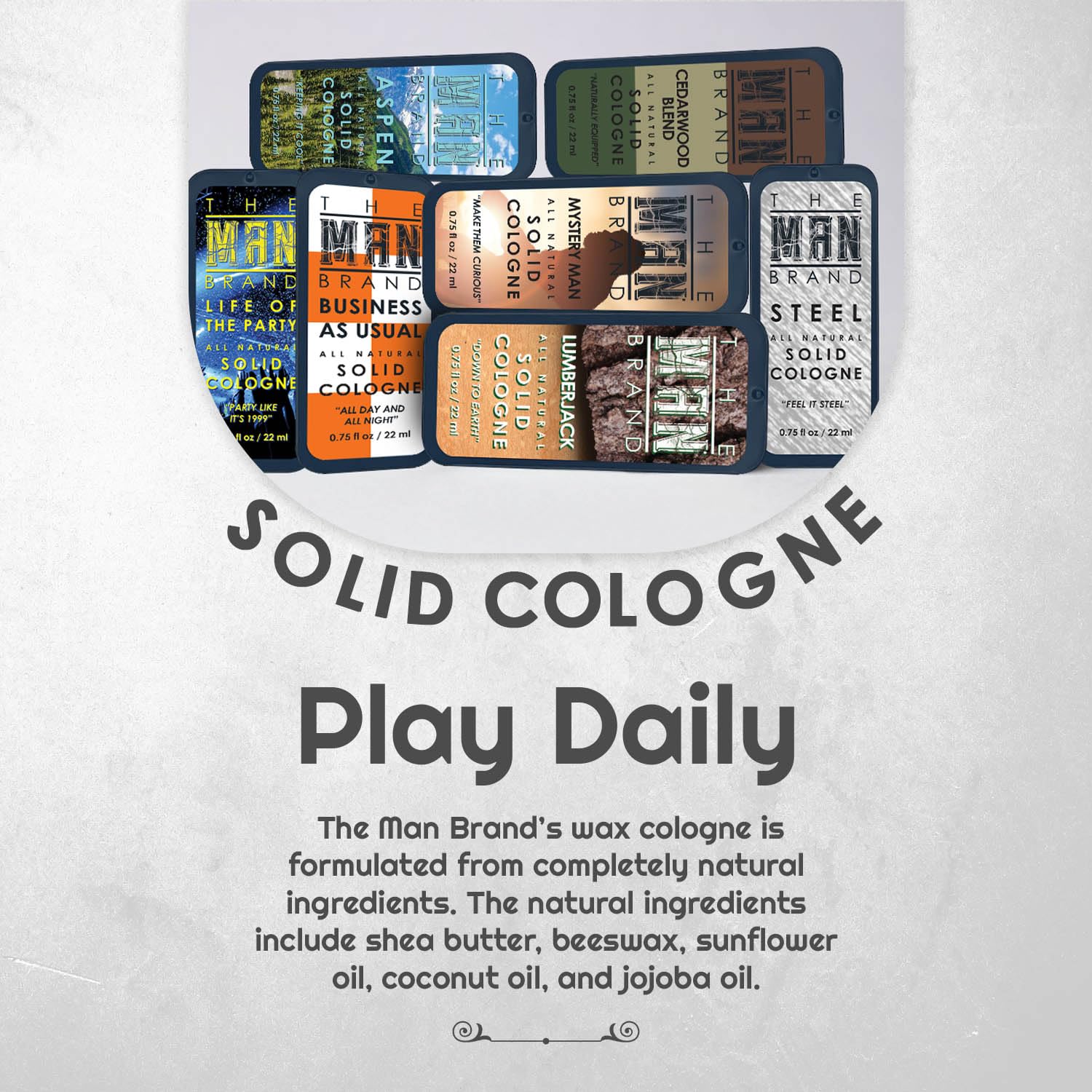 The Man Brand 7 Scent Solid Cologne Sampler Set – 0.75 oz Each