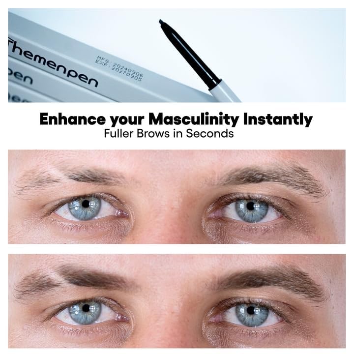 The Men Pen - Waterproof Eyebrow Pen & Beard Filler | Dark Brown (Pack of 2)
