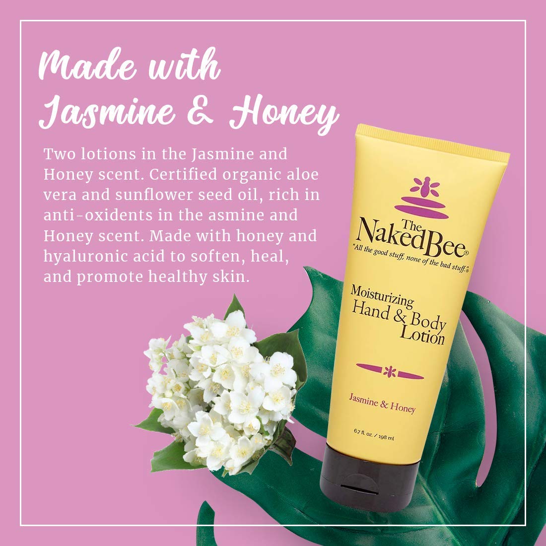 The Naked Bee Jasmine & Honey Moisturizing Hand & Body Lotion – 6.7 oz (2 Pack)